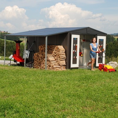 10 X 10 PREMIUM HEAVY DUTY METALLIC DARK GREY METAL SHED (3.16M X 3M ...