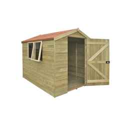 8 x 6 (2.48m x 1.96m) Pressure Treated Apex Tongue And Groove Shed With Single Door And 2 Opening Windows