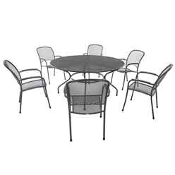 6 Seater - 7 Piece -Rg Carlo Round Dining Set - 150cm Round Table With 6 Stacking Carlo Chairs