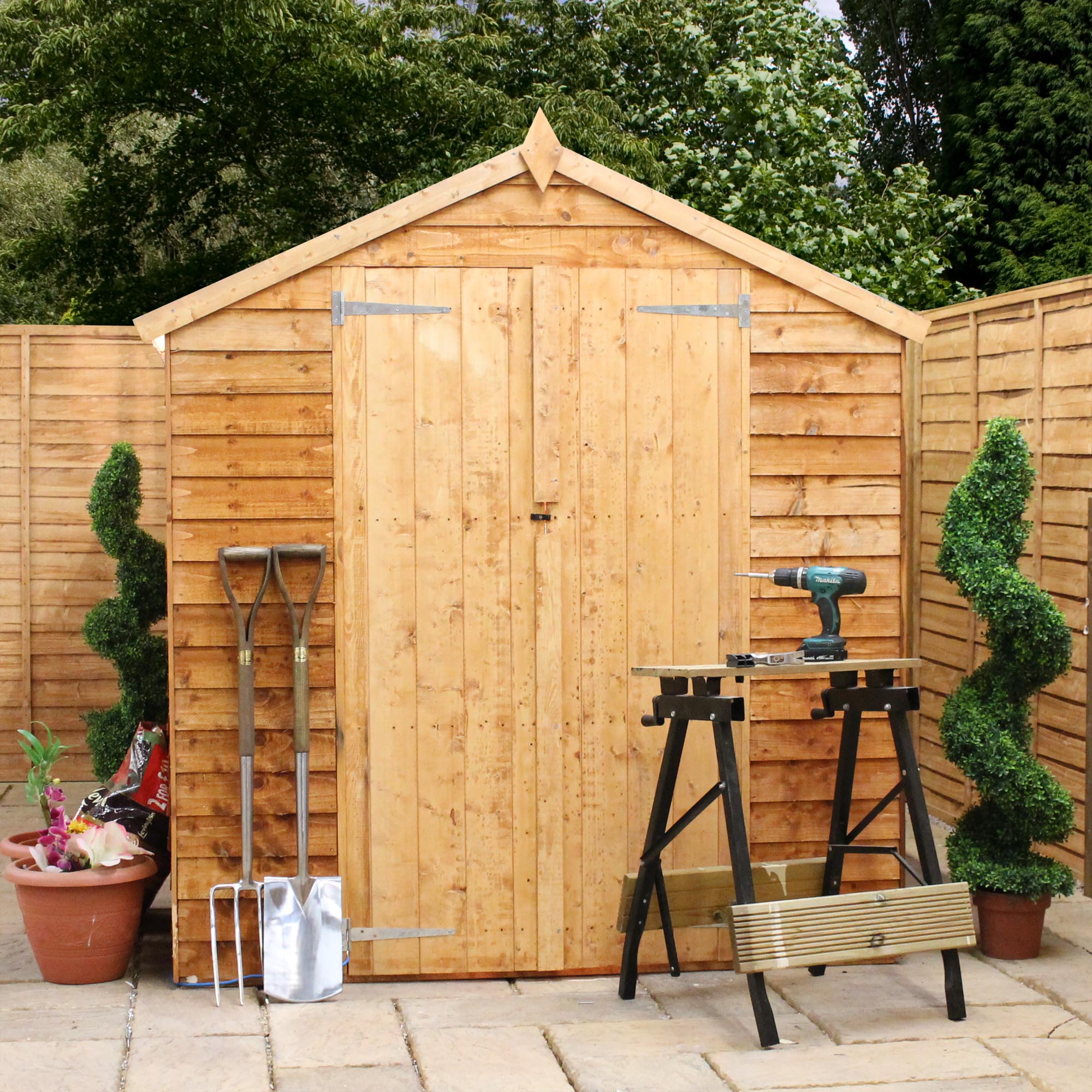 10 x 6 Overlap Apex Shed With Double Doors With Double 