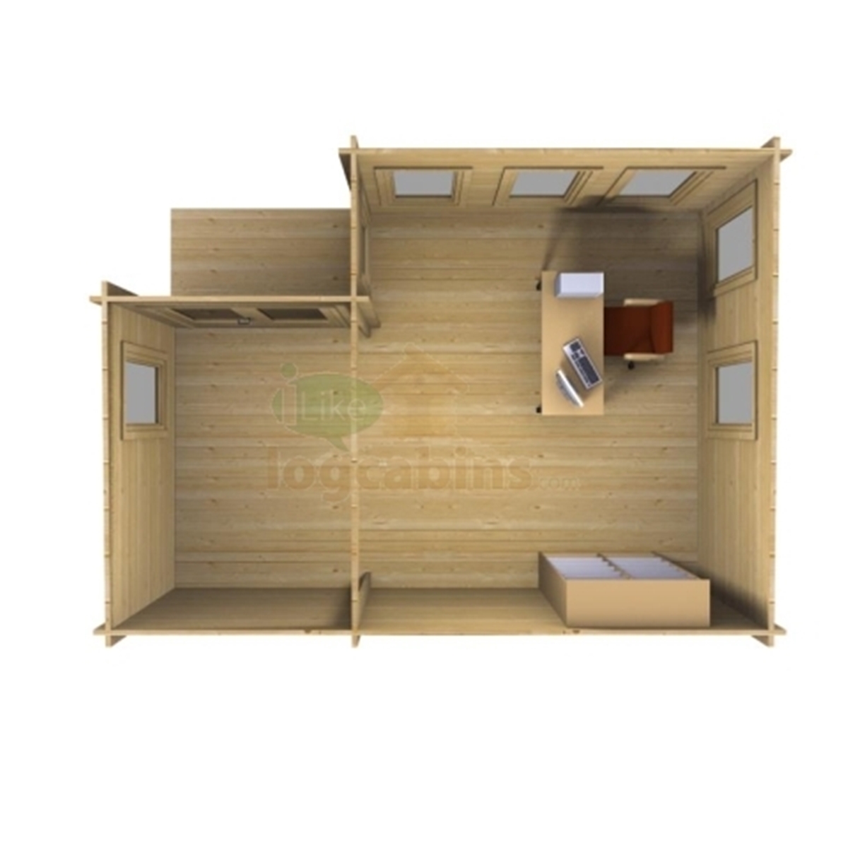 6m X 5m 20 X 16 Pent Log Cabin 4617 Double Glazing Double