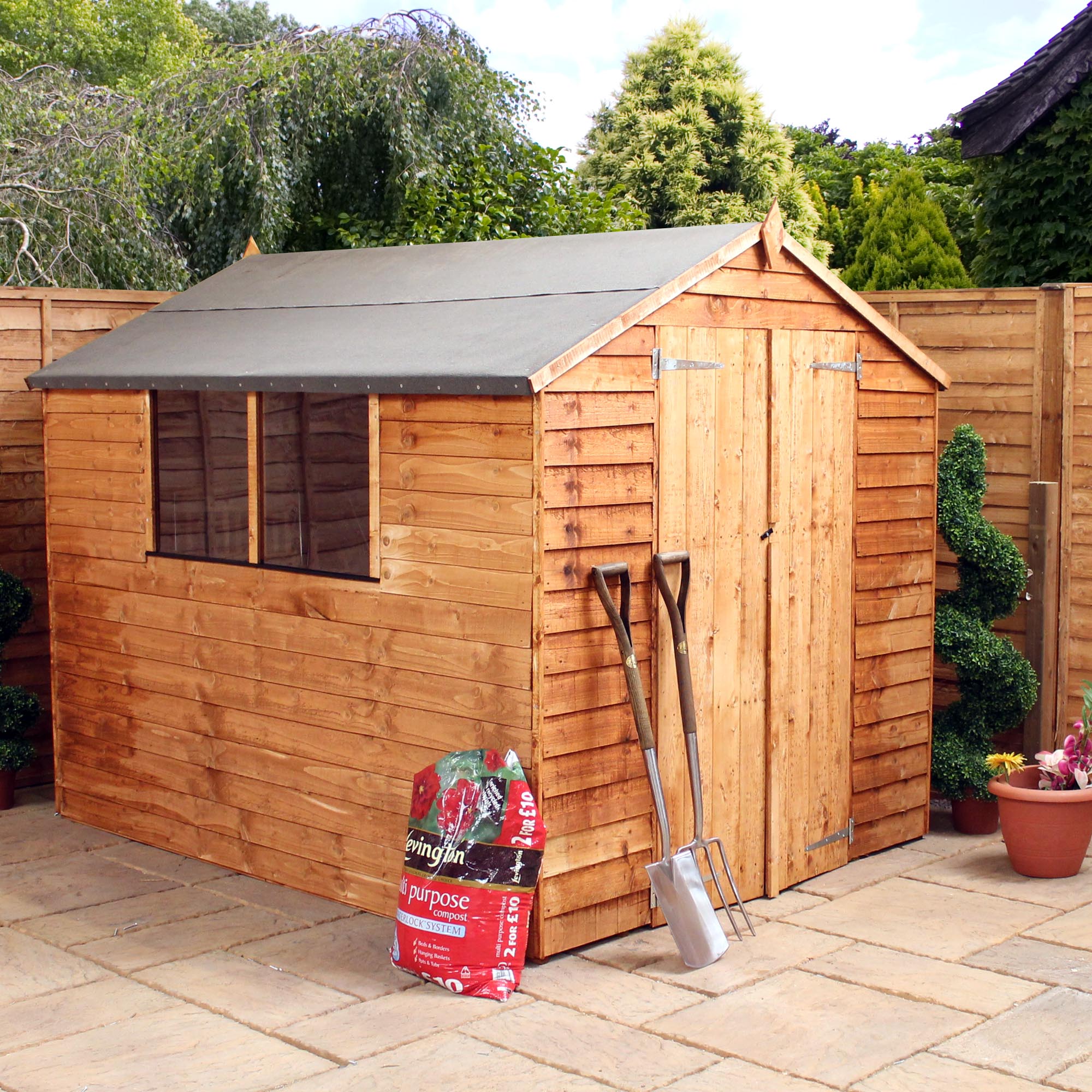 8 x 6 Buckingham Overlap Apex Shed With Double Doors + 2 