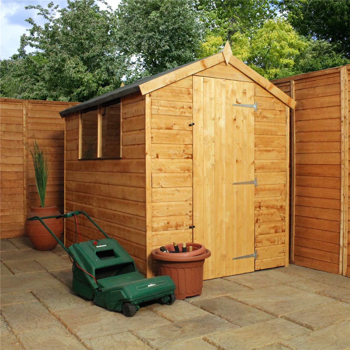 7 x 5 tongue and groove apex shed with single door + 2