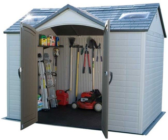 10 x 8 Life Plus Single Entrance Plastic Apex Shed with Plastic Floor ...