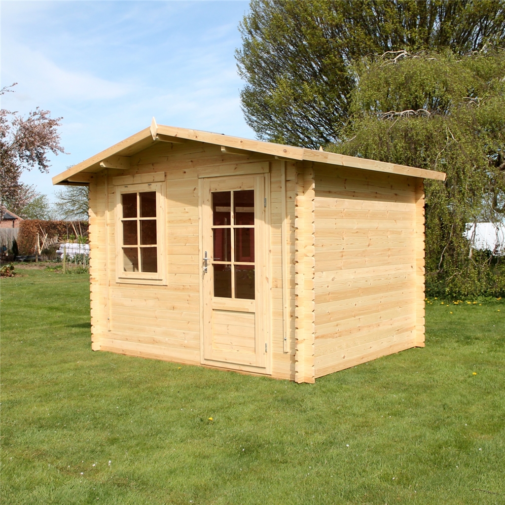 3m x 2.4m Apex Log Cabin (Single Glazing) + Free Floor 