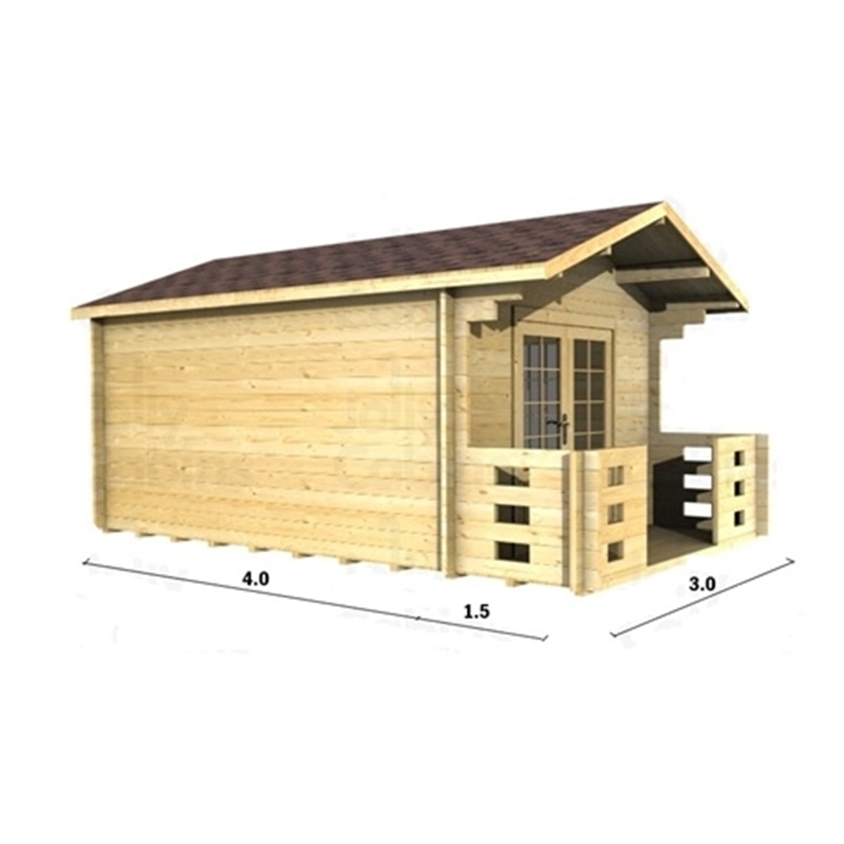 3m x 4m 10 x 13 apex log cabin 2016 - double glazing