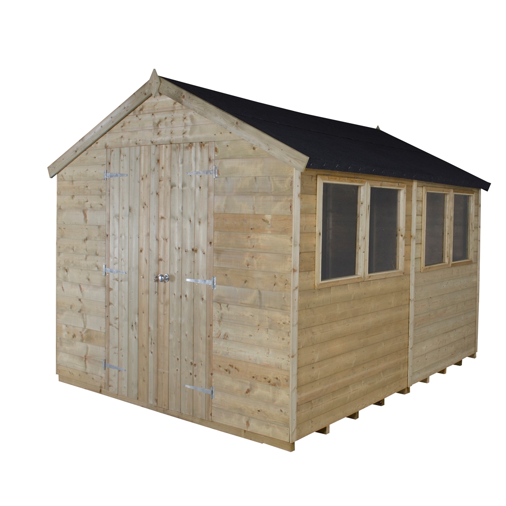 Installed 10ft X 8ft Pressure Treated Tongue And Groove Apex Shed 31m X 26m Includes 7550