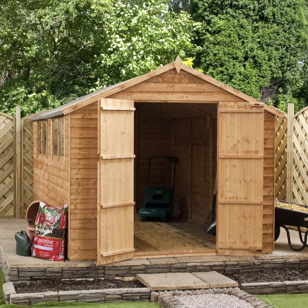 installed 10 x 8 overlap apex shed with double doors + 4