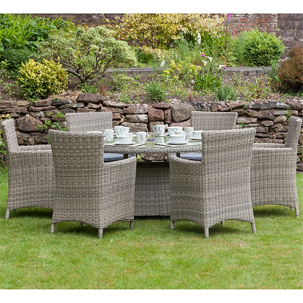 6 Seater 7 Piece Deluxe Rattan Elipse Oval Carver Dining Set