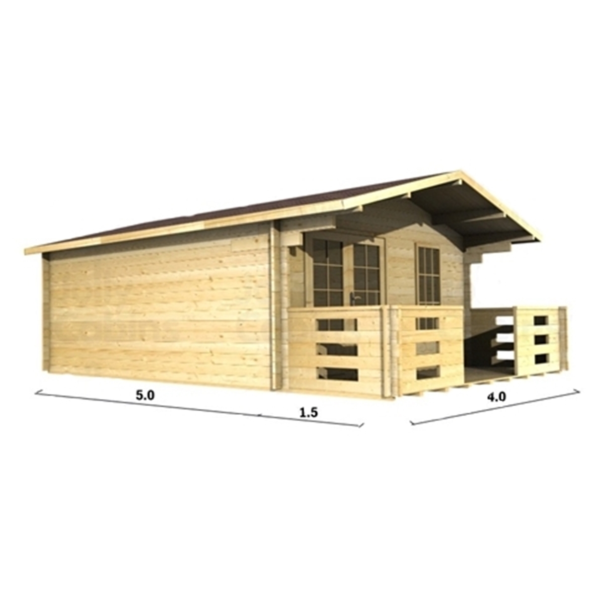 16 4 log Cabin  (2047) x Double 16) (13  x 4m Log Apex 5m Glazing