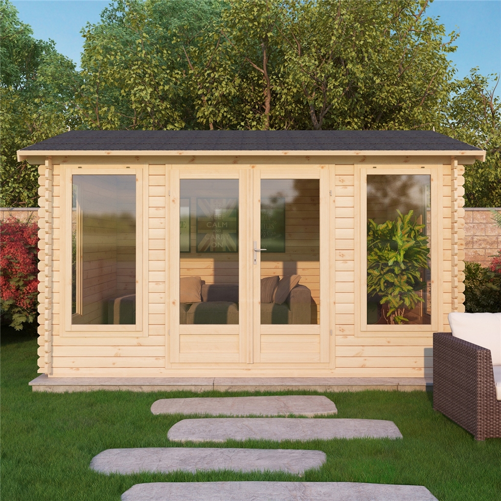 INSTALLED 4m x 3m Apex Log Cabin (Single Glazing) + Free 