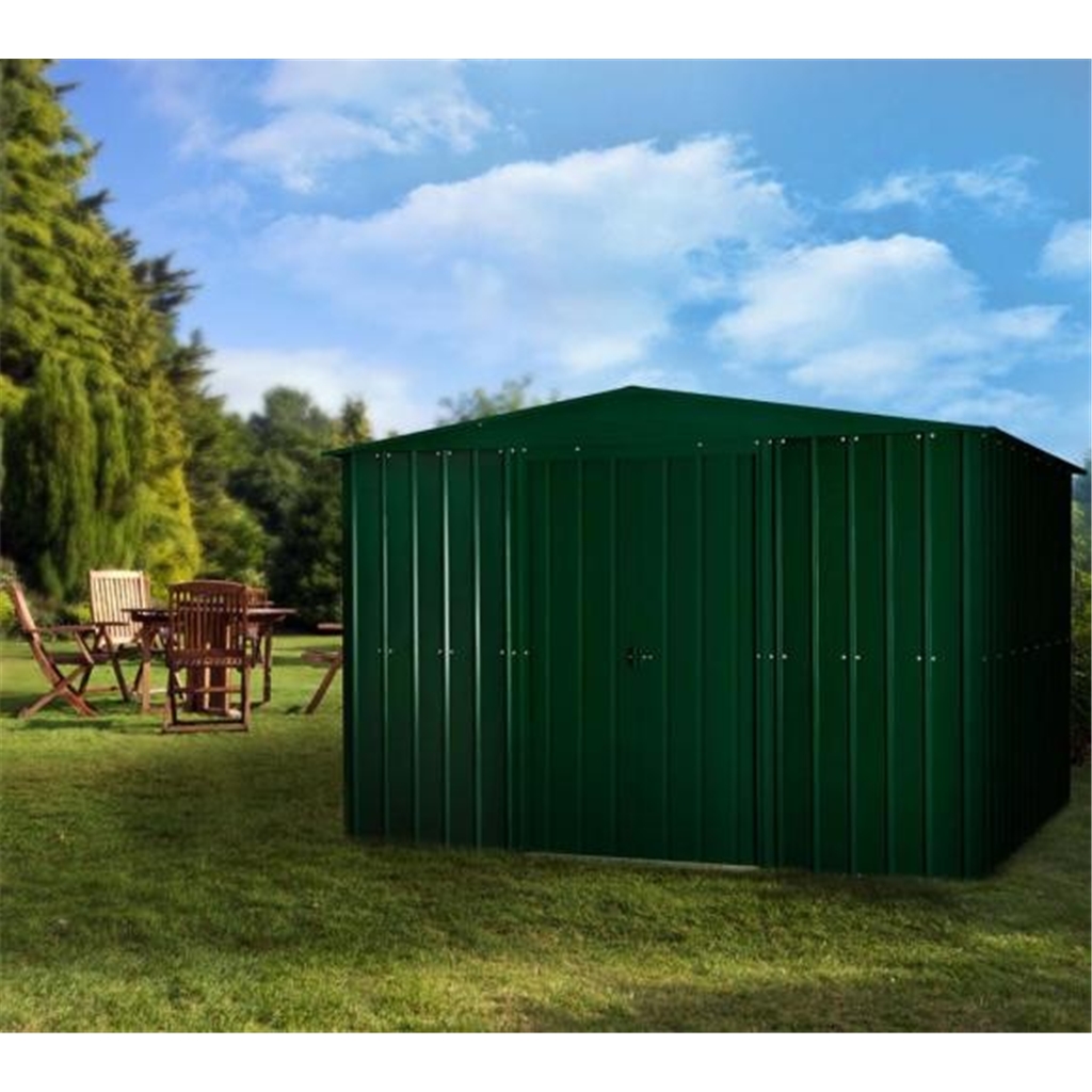 10 x 10 apex heritage green metal shed 2.95m x 2.99m