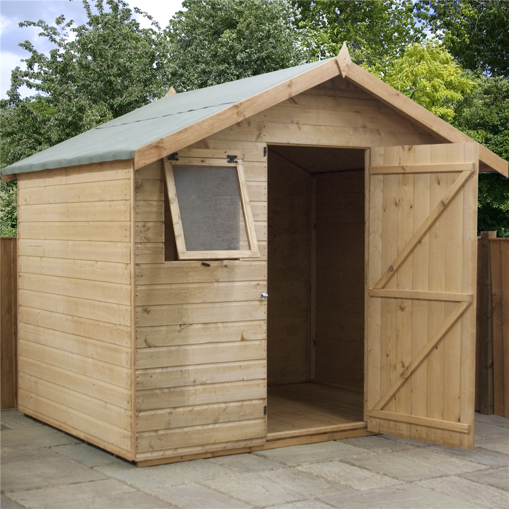 6 x 8 Reverse Premier Tongue and Groove Apex Shed With Single Door + 2 ...