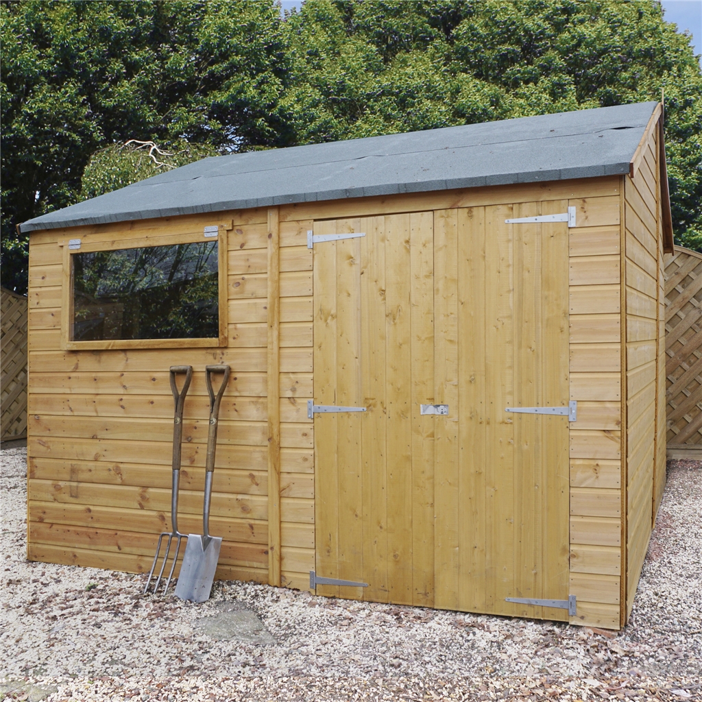 Installed 10 X 12 Premium Reverse Apex Workshop With Double Doors And 1 Opening Window 12mm