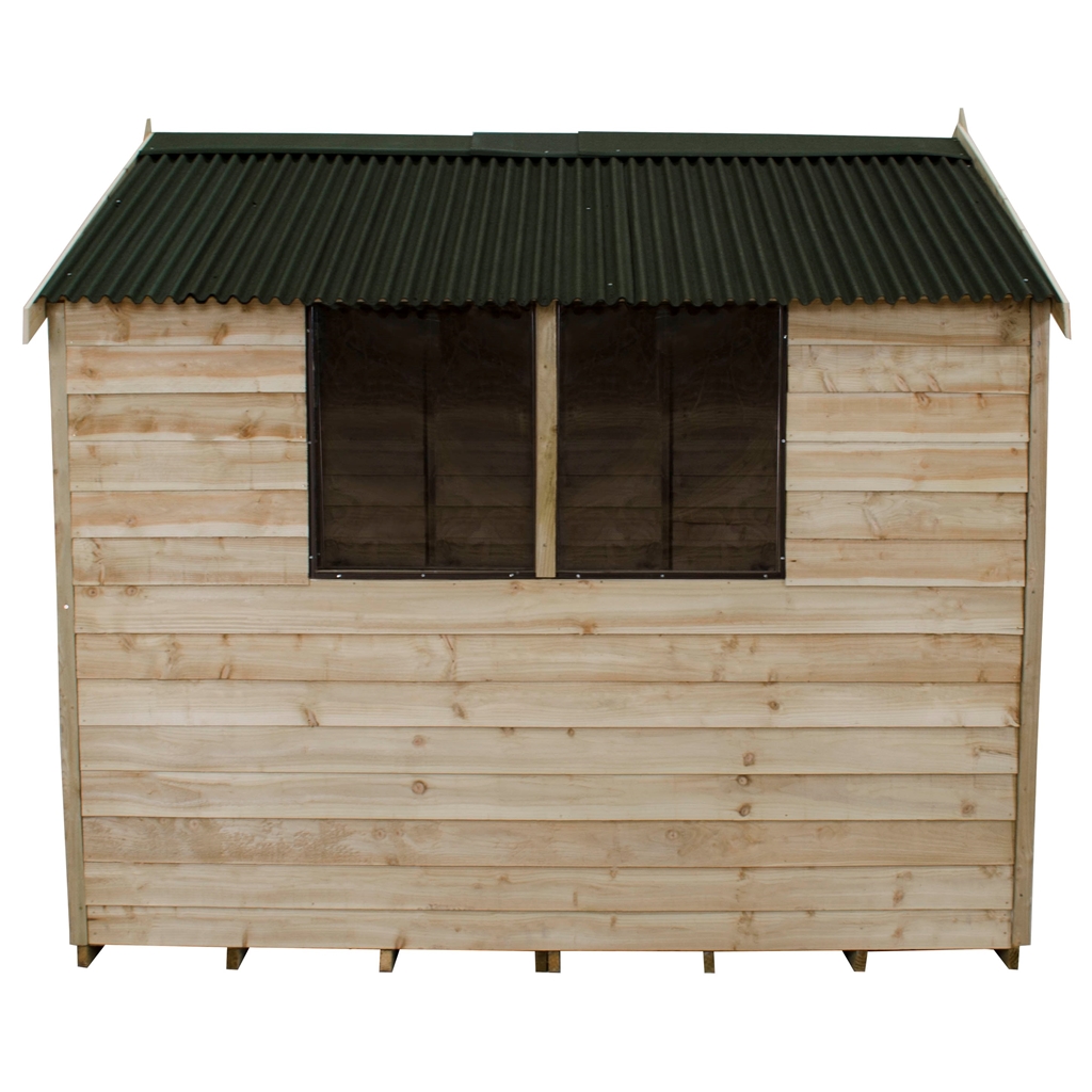 8 x 6 (2.4m x 1.9m) Overlap Apex Wooden Garden Shed With 