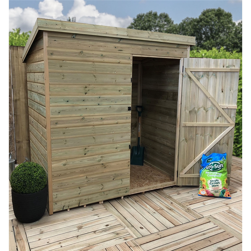 7 x 4 Windowless Pressure Treated Tongue And Groove Pent ...