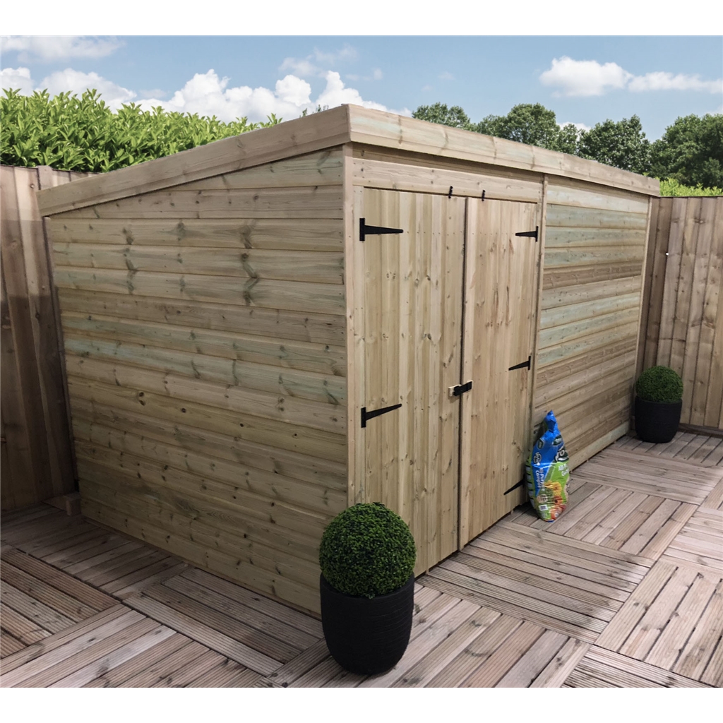 10 X 8 Windowless Pressure Treated Tongue And Groove Pent Shed With