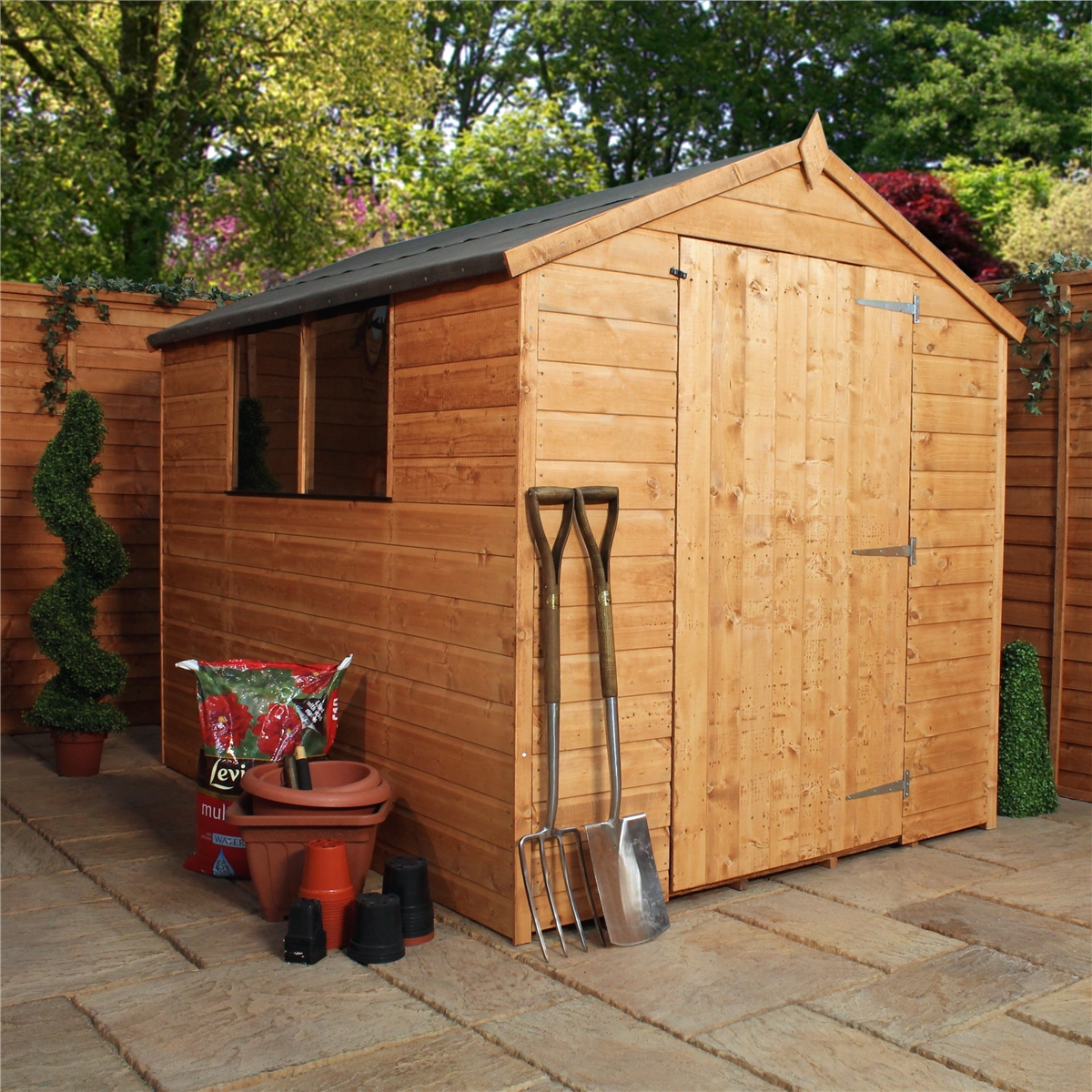 8 x 6 Tongue and Groove Apex Shed With Large Door (Solid 10mm OSB Floor ...