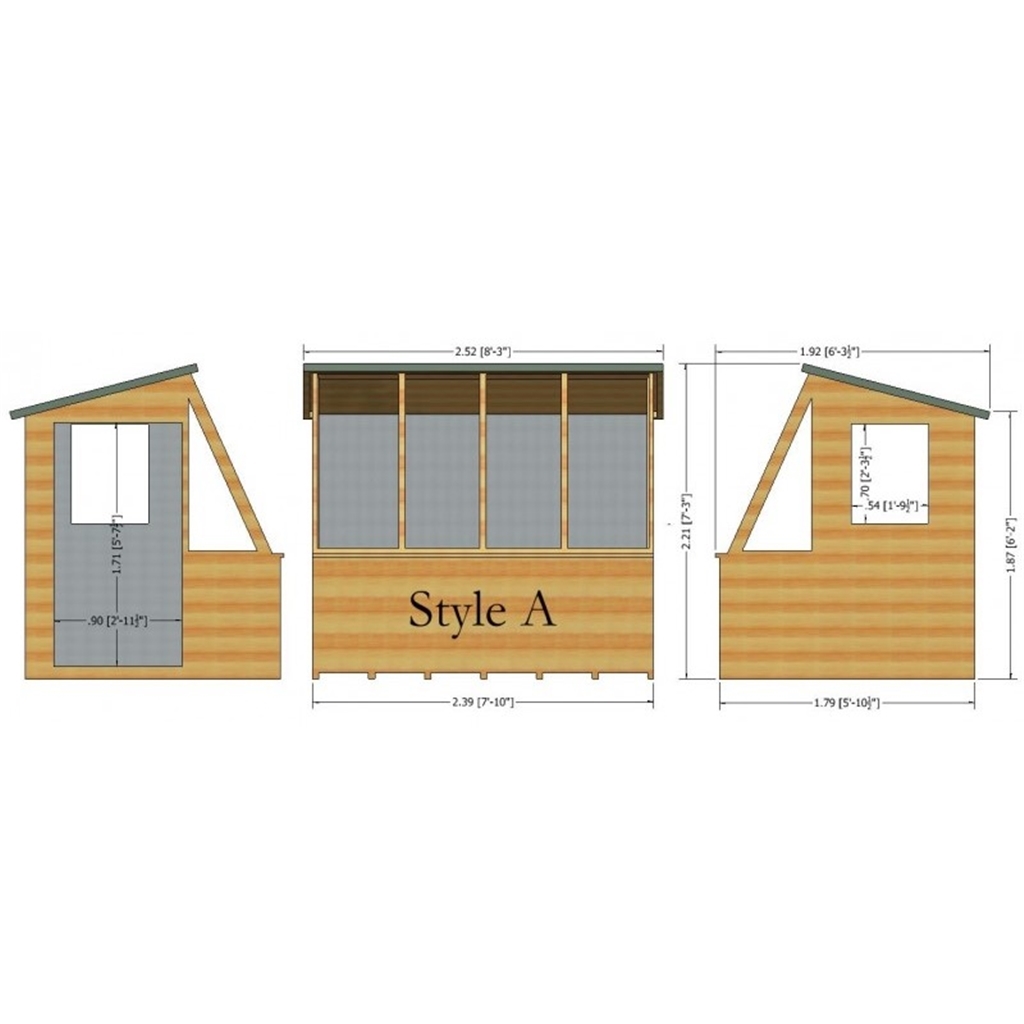 8 x 6 (2.39m x 1.79m) Tongue And Groove - Potting Shed 