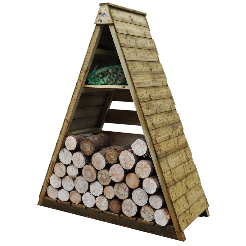 4.8ft x 2.1ft pressure treated triangular log store 1.5m