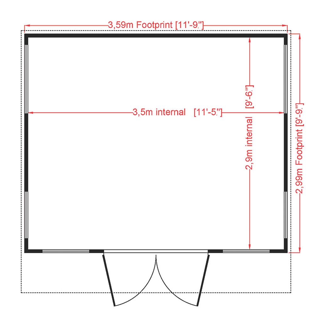 installed 12 x 10 3.59m x 2.99m - premier pent wooden