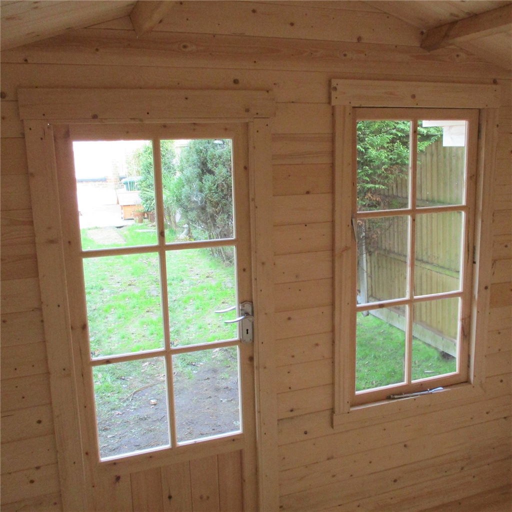 2.4m x 2.4m premier log cabin with fully glazed single