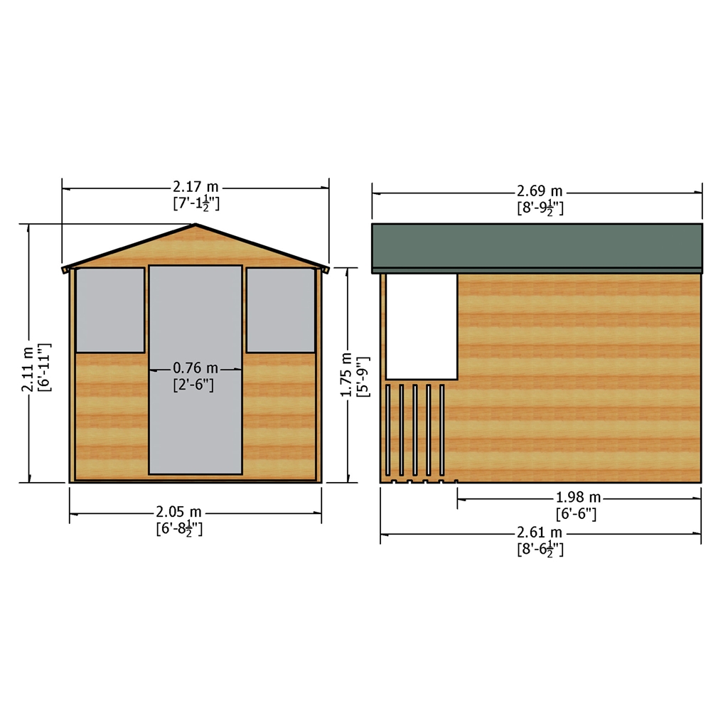 installed 7 x 7 tongue and groove apex garden shed + extra