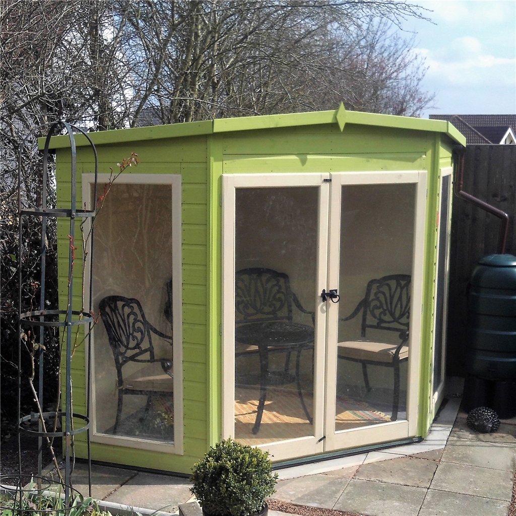 Installed 7 X 7 (2.69m X 2.05m) - Premier Corner Wooden Summerhouse ...