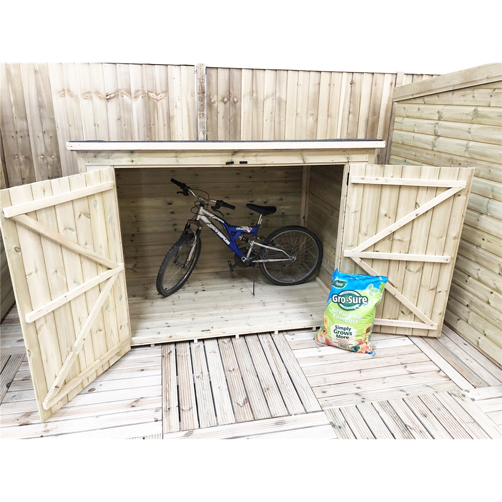 installed 7 x 3 pressure treated tongue and groove bike