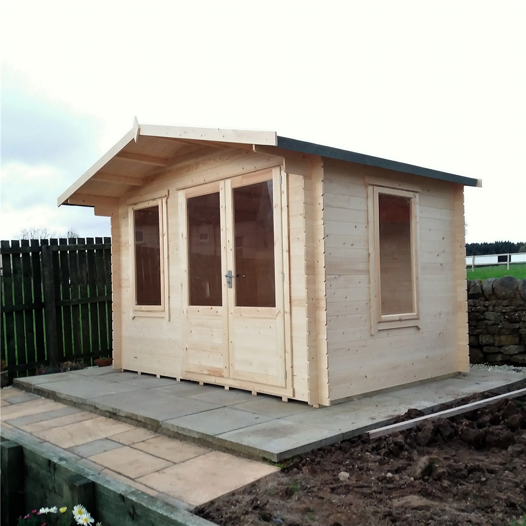 Installed - 3.3m X 3m Premier Log Cabin With Half Glazed ...