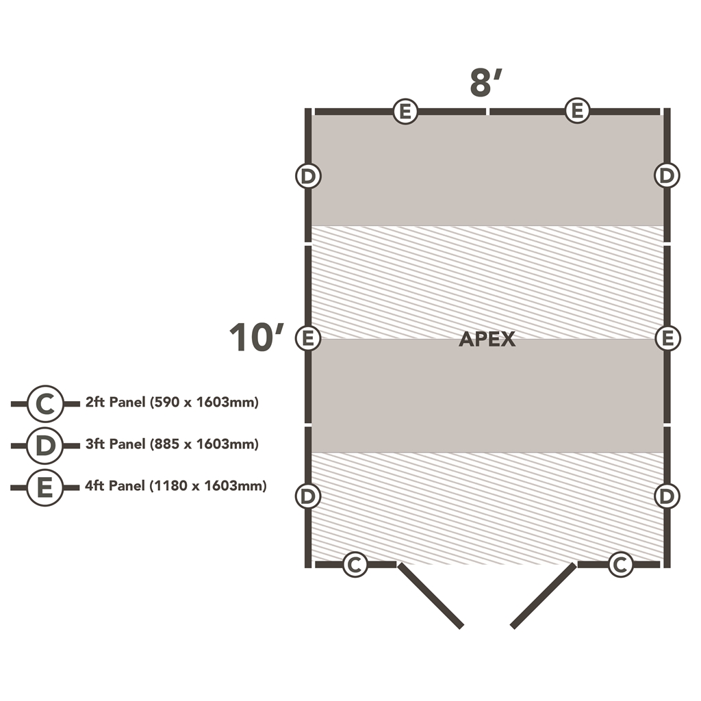 10ft X 8ft (3.1m X 2.5m) Pressure Treated Windowless Overlap Apex Shed ...