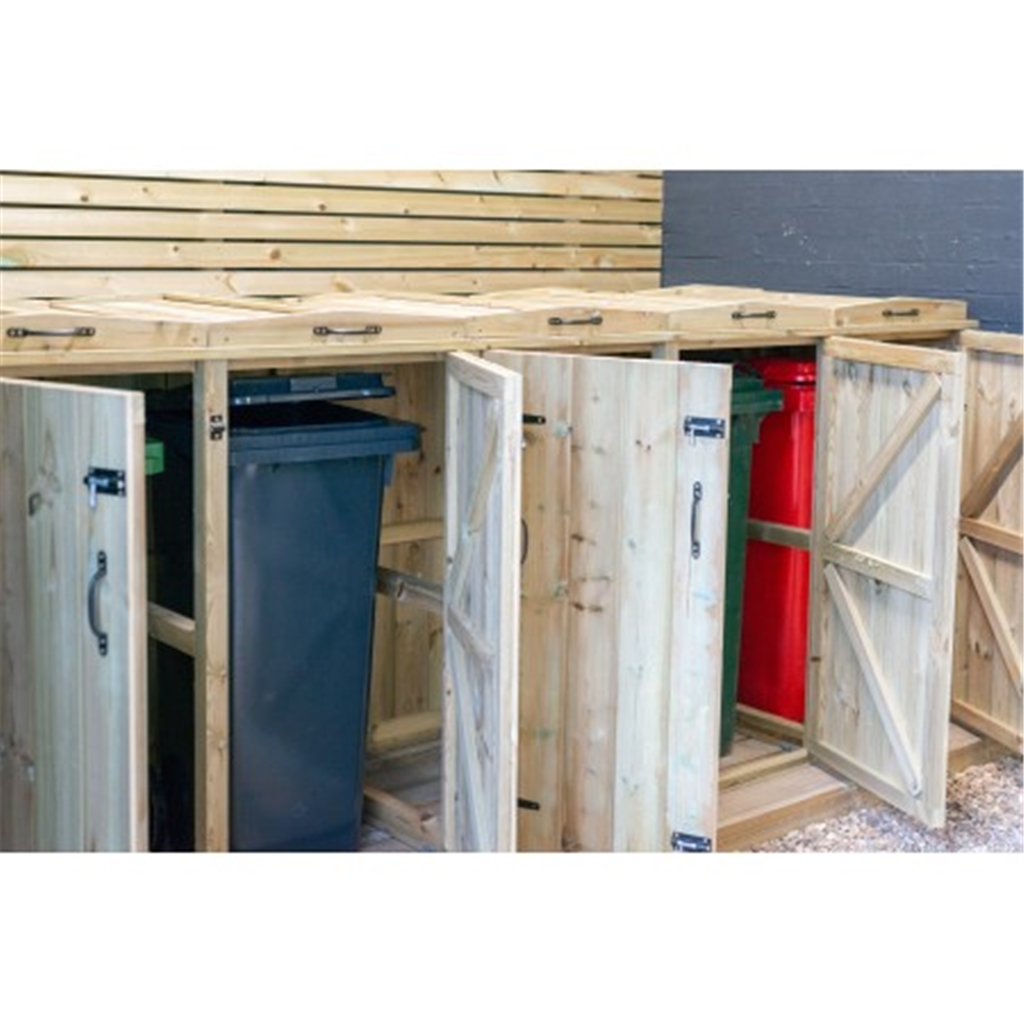 Quintet Redwood Pressure Treated Wheelie Bin Store - 240/240/240/240 ...