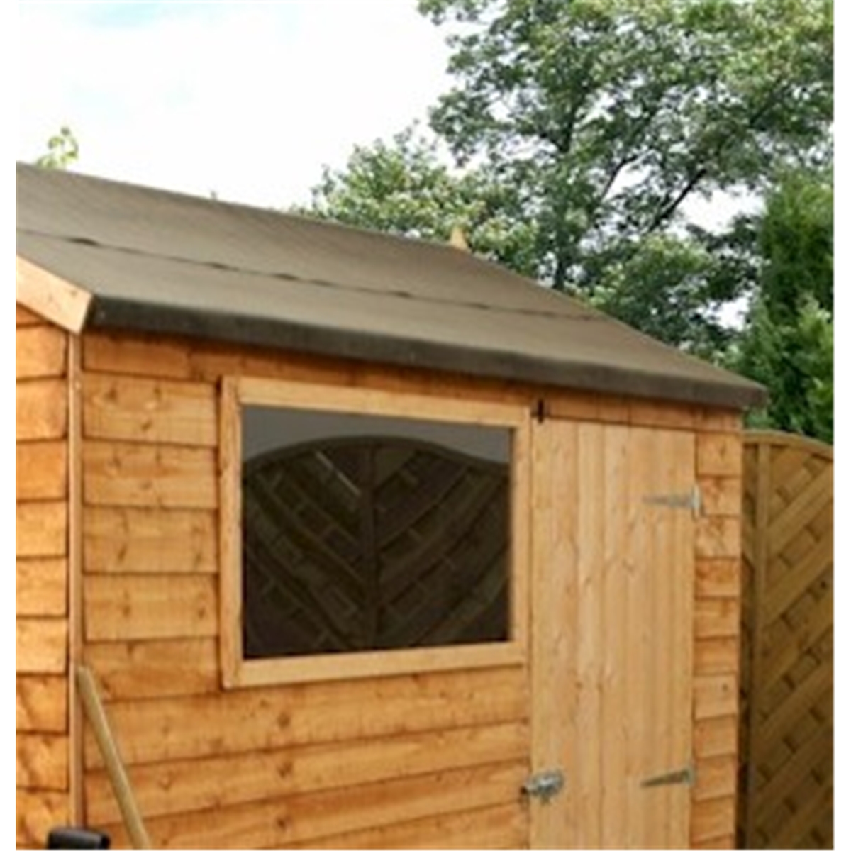 6 x 8 Reverse Overlap Apex Shed With Single Door + 1 Window (10mm Solid ...