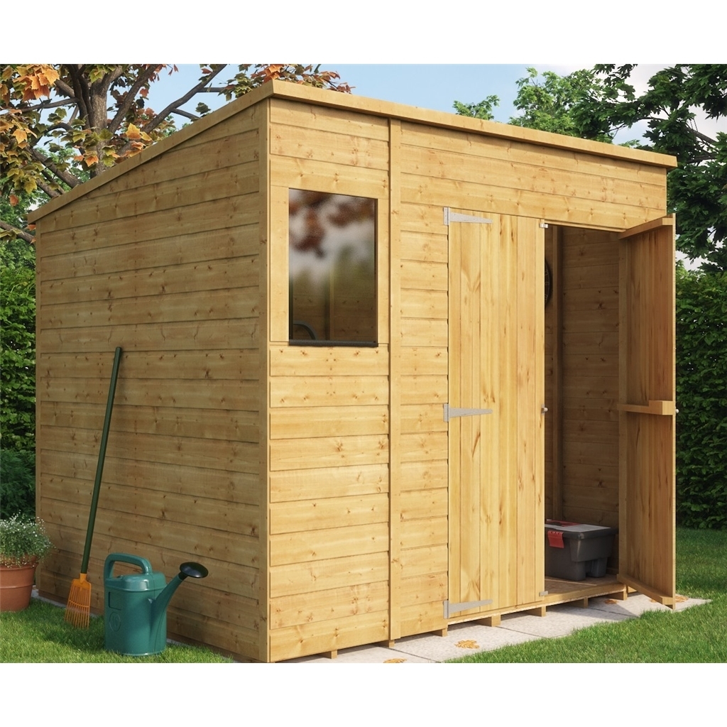 8ft x 6ft Shiplap Pent Shed With Double Doors and 1 Window 