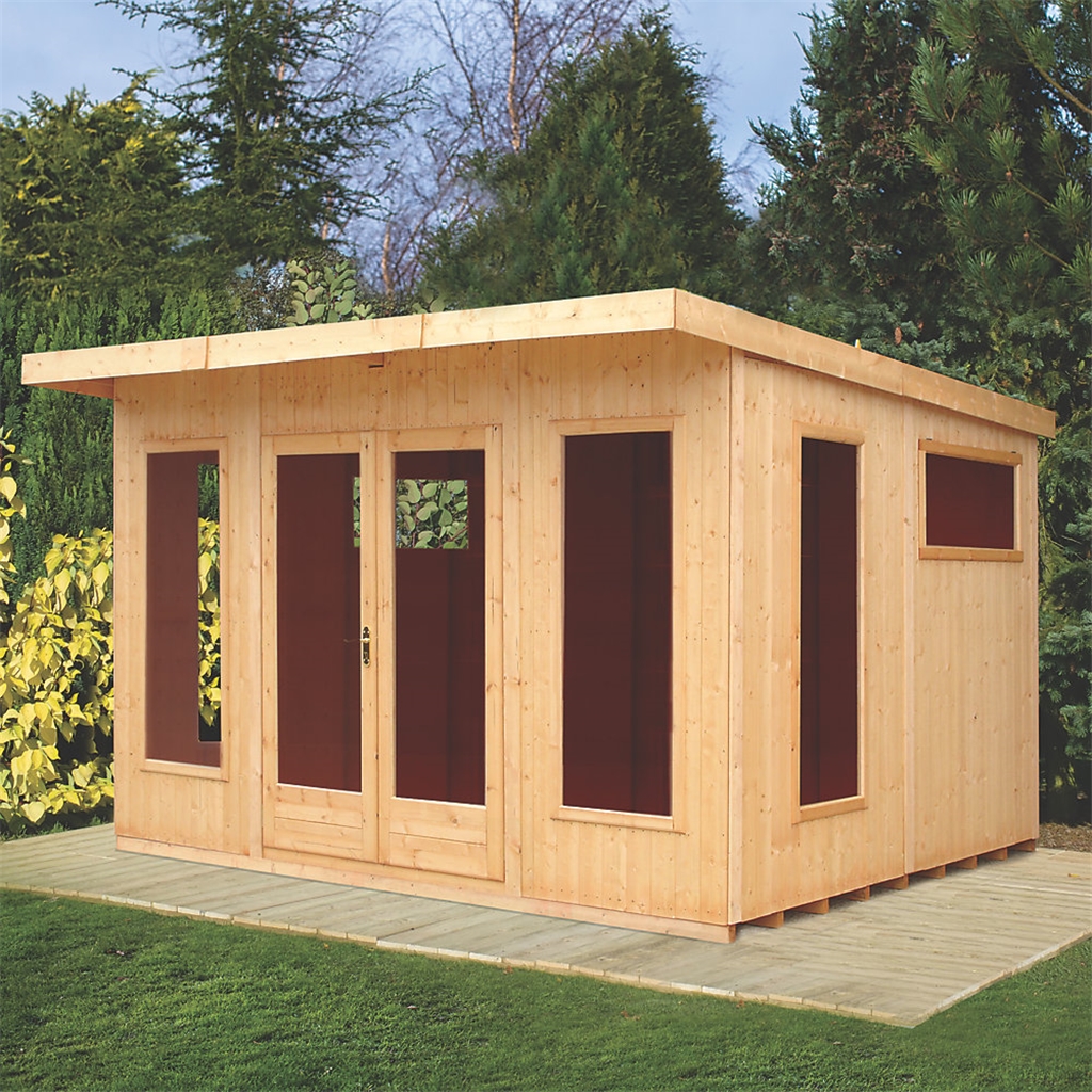 12 X 10 - Premier Pent Wooden Summerhouses - 6 Windows - Double Doors ...