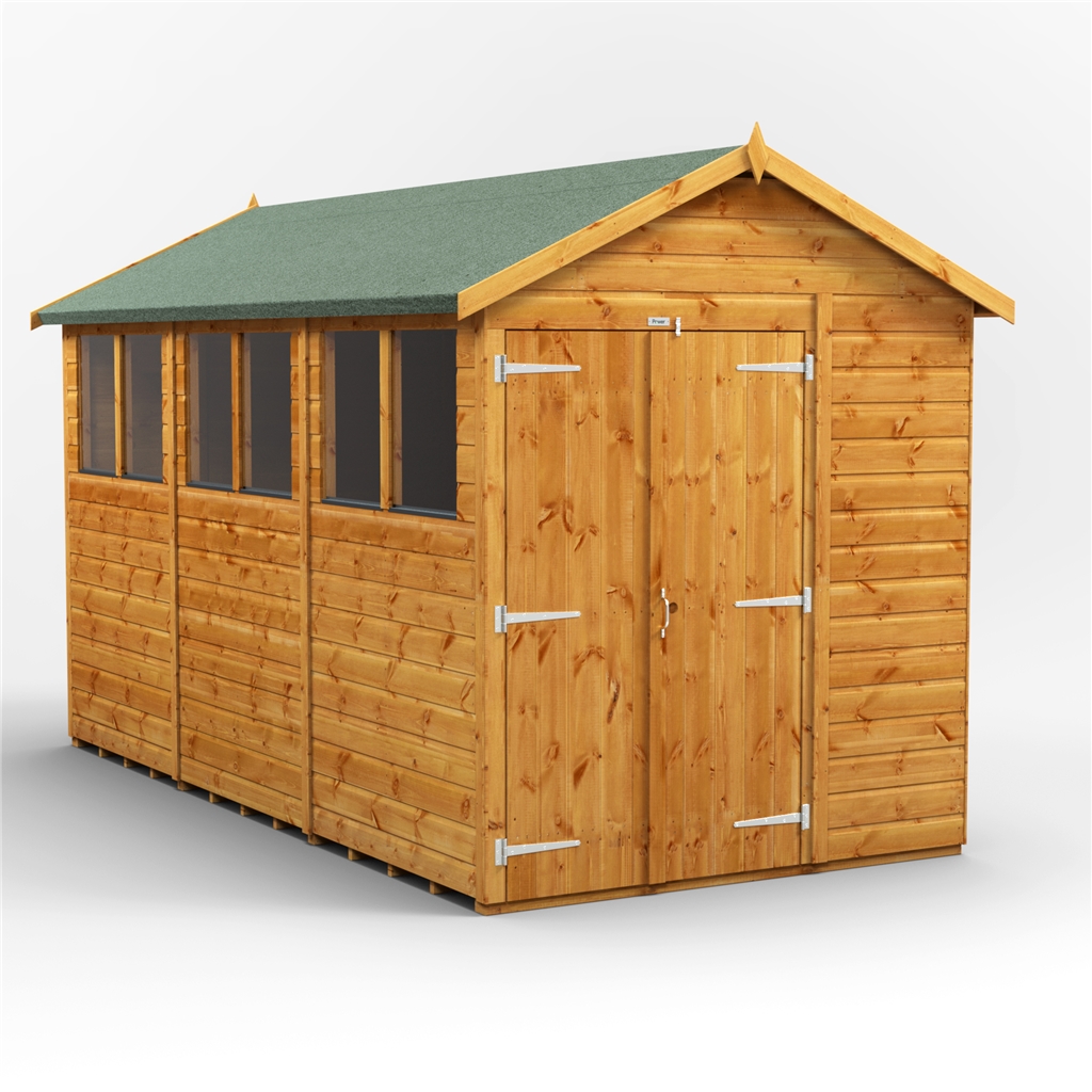 12 x 6 premium tongue and groove apex shed - double doors