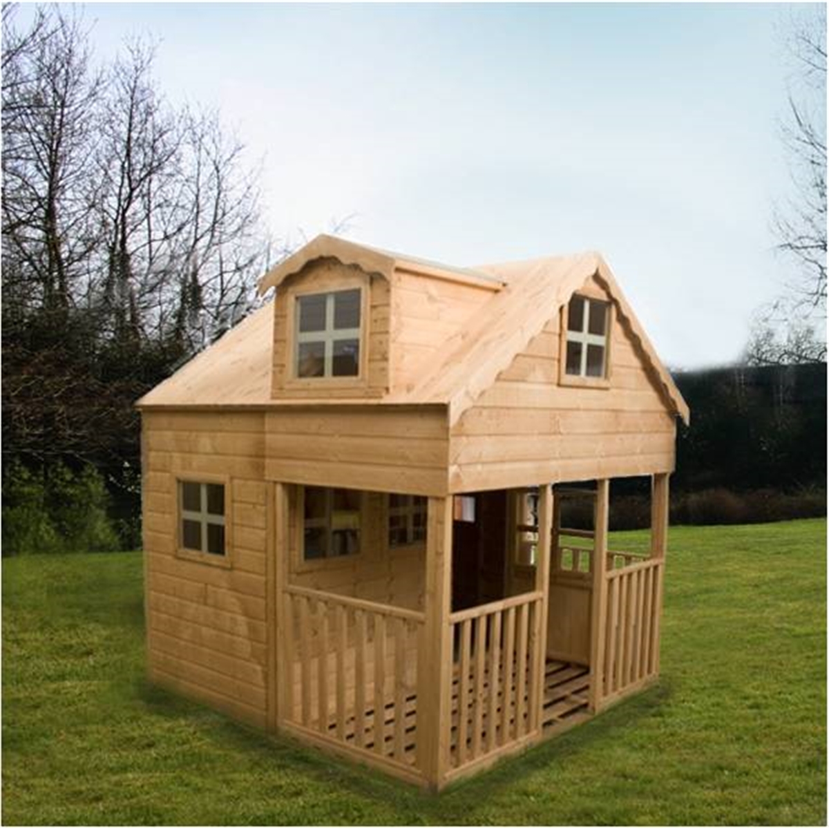 7 x 7 wooden playhouse - two storey with veranda shedsfirst