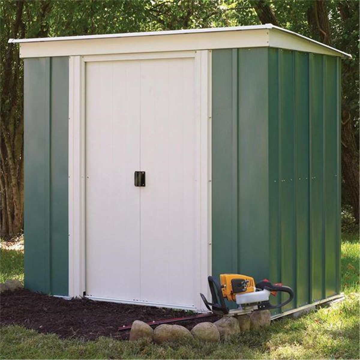 6 x 4 Green Metal Pent Shed (1.94m x 1.19m) ShedsFirst