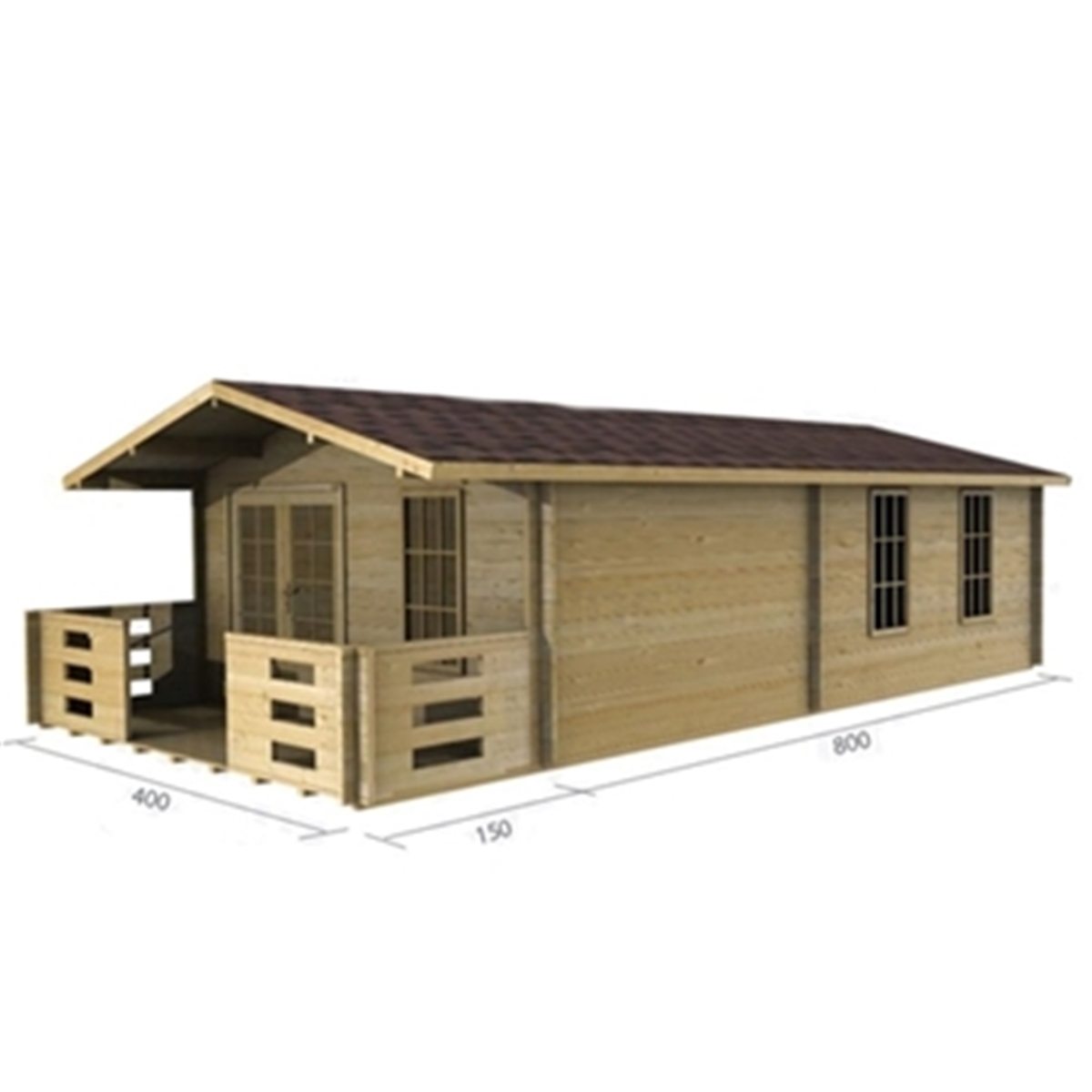 4m X 8m 13 X 26 Apex Log Cabin 2049 Double Glazing Double