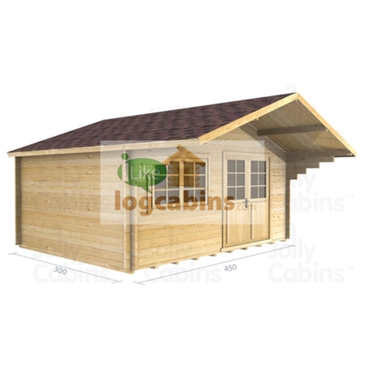 4.5m X 3m (15 X 10) Apex Log Cabin (2081) - Double Glazing ...