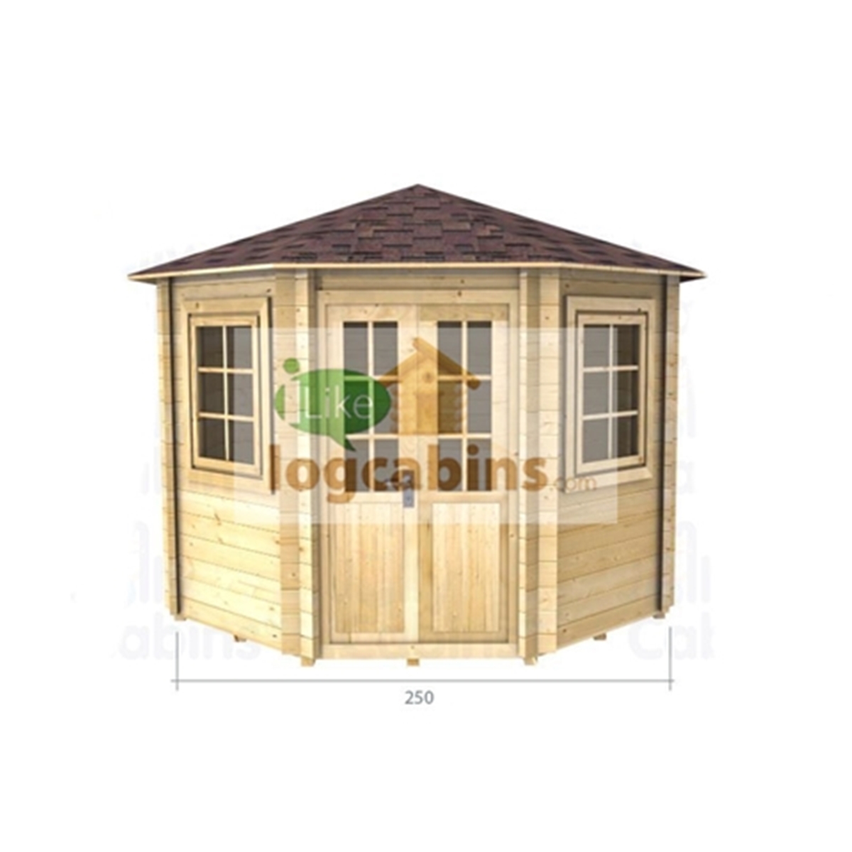 2 5m X 2 5m 8 X 8 Octagonal Log Cabin 2036 Double Glazing