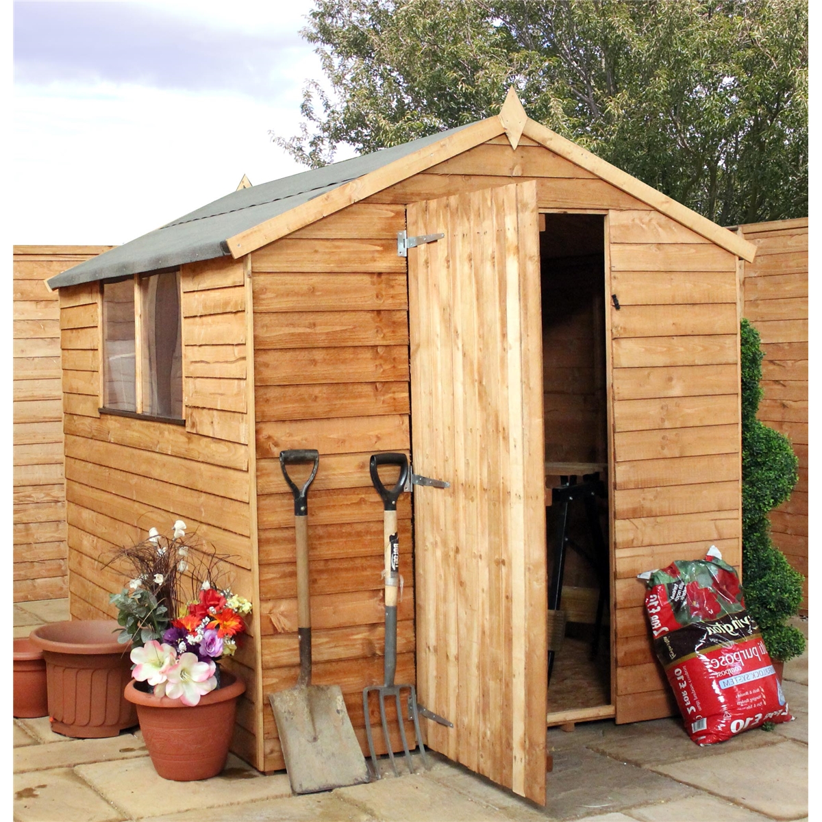 **FLASH REDUCTION** 8 x 6 Overlap Apex Shed With Single 