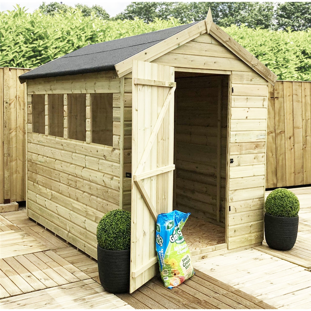 8 x 6 Premier Pressure Treated Tongue And Groove Apex Shed 