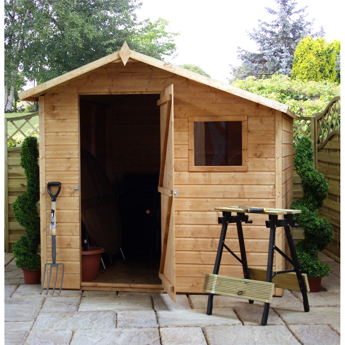 installed 10 x 8 windowless overlap apex shed with double