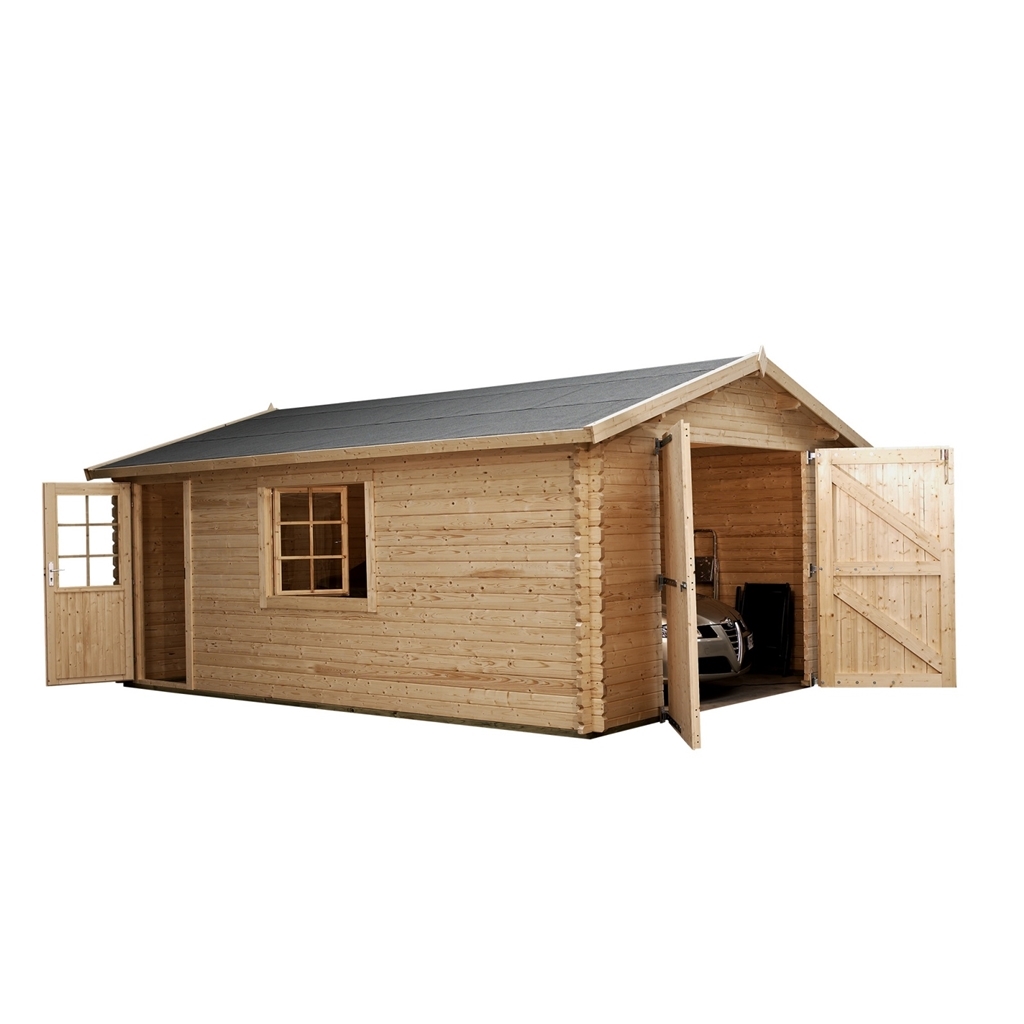 4.2m x 5.7m GARAGE Log Cabin (Double Glazing) with FREE 