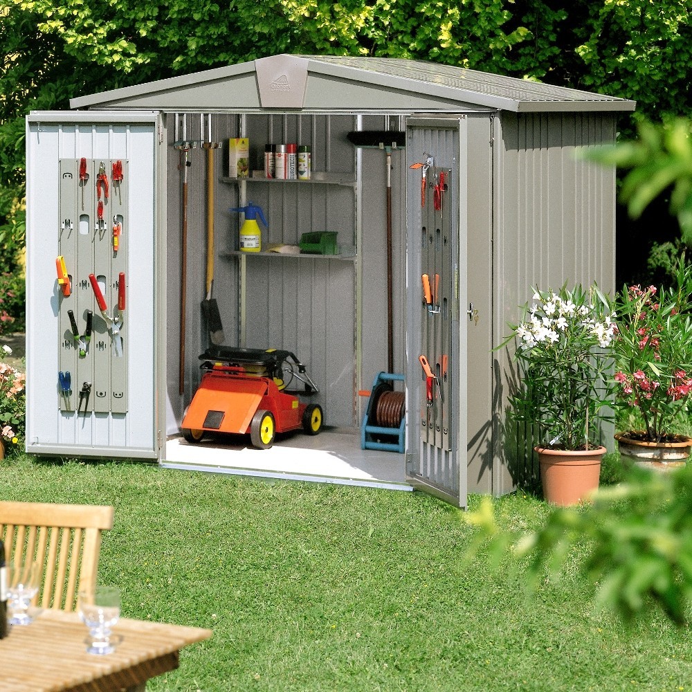 8 x 7 Premium Heavy Duty Quartz Grey Metal Shed (2.44m x 2.28m ...