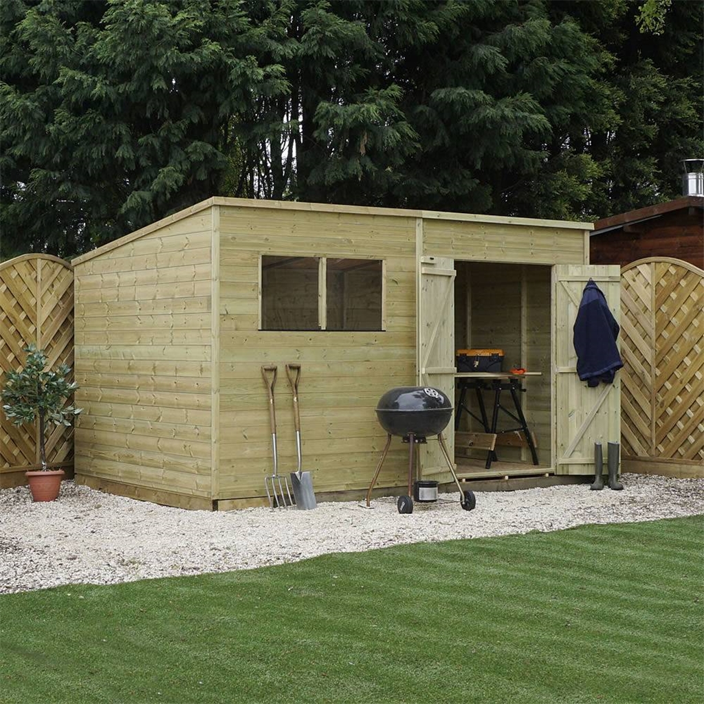 10 x 7 Warwick Shiplap Pressure Treated Pent Shed ShedsFirst