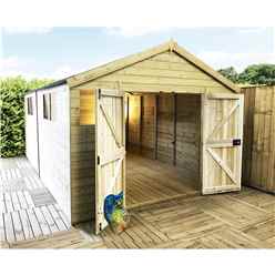 24 X 12 Premier Pressure Treated T&g Apex Workshop With Higher Eaves And Ridge Height 10 Windows And Double Doors (12mm T&g Walls, Floor & Roof) + Safety Toughened Glass + Super Strength Framing