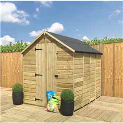 8 X 4  Super Saver Pressure Treated Tongue And Groove Apex Shed + Single Door + Low Eaves