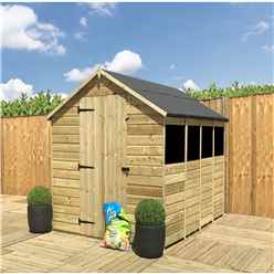 12 X 4  Super Saver Pressure Treated Tongue And Groove Apex Shed + Single Door + Low Eaves + 4 Windows